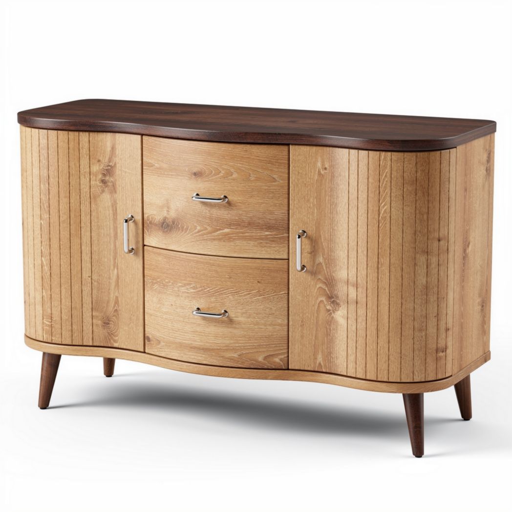 Houten dressoir met twee lades en twee deuren afmetingen 100 x 40 x 75cm
