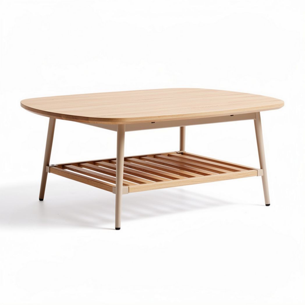 Salontafel van massief hout met open onderrek 120 x 75 x 40 cm