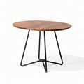 Ronde eettafel van hout met zwart metalen onderstel 100 x 100 x 75cm
