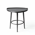 Tafel met ronde metalen bovenkant en zwarte poten 60 x 60 x 70cm