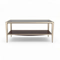 salontafel van glas met gouden metalen frame 100 x 60 x 45cm