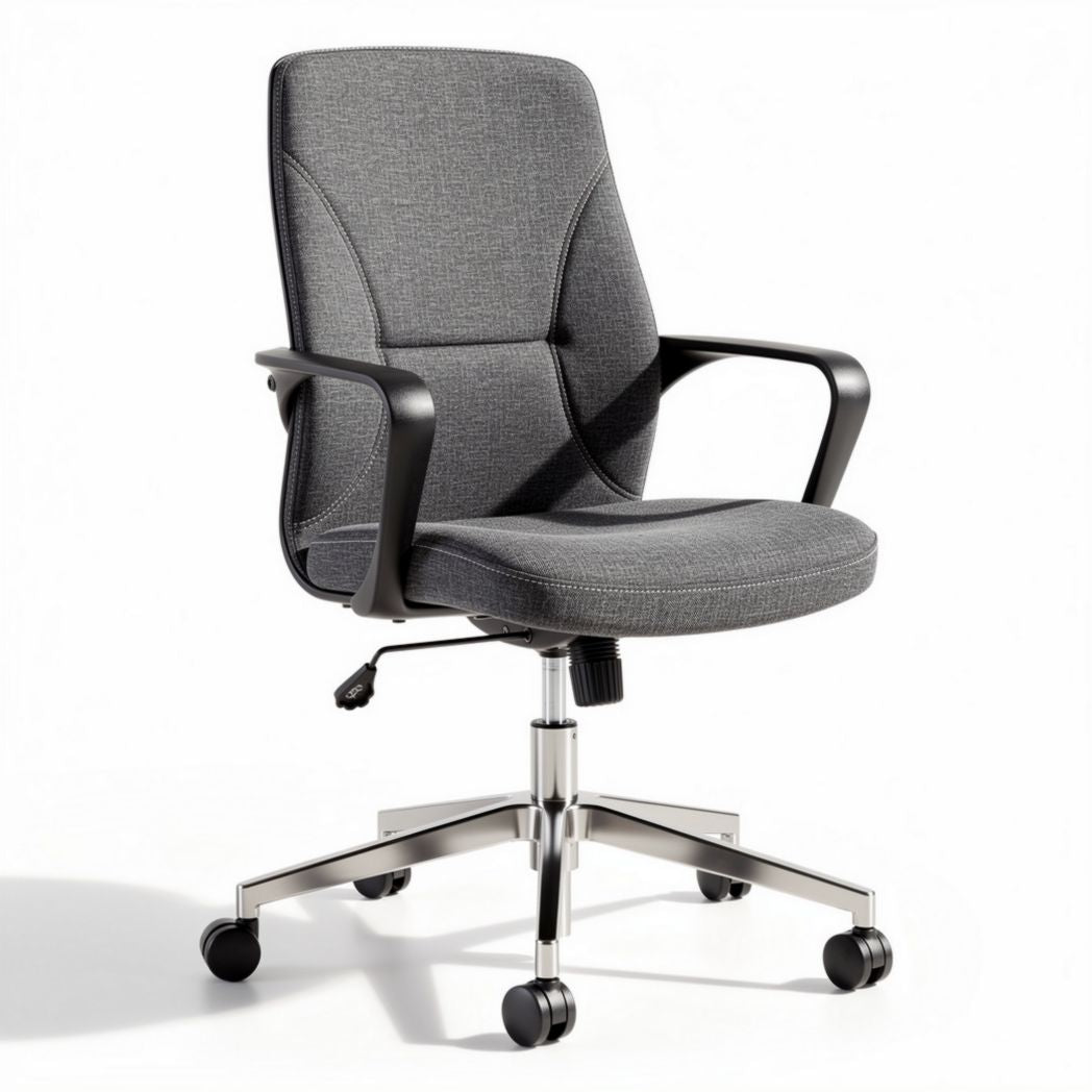 Bureau stoel met gestoffeerde zitting en rugleuning in donkergrijs 60 x 60 x 100cm