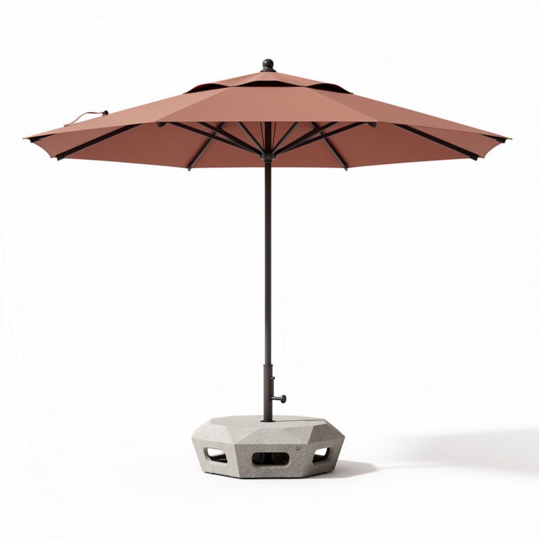 Parasol met betonnen voet 200 x 200 cm in roestkleur voor terrasgebruik