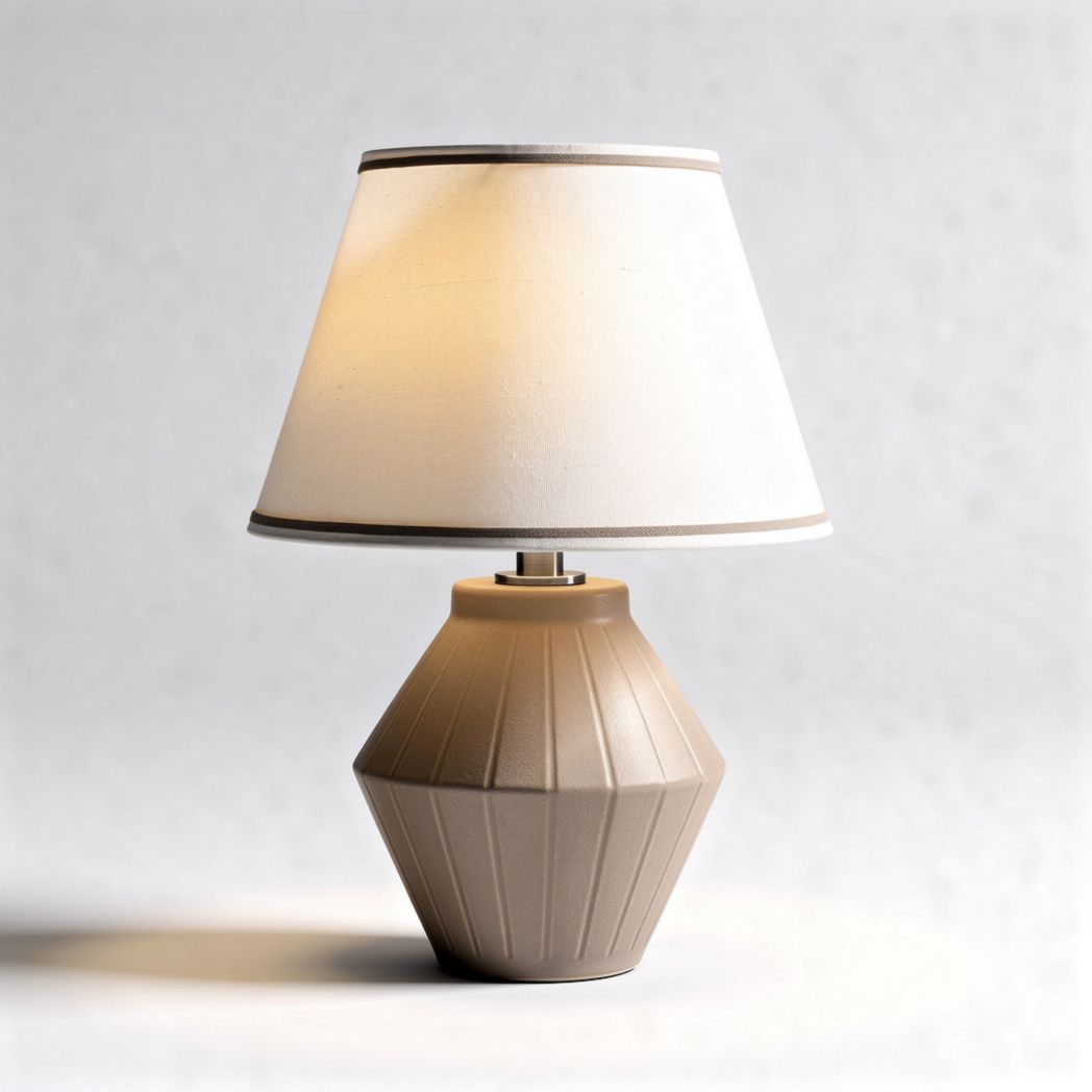 Tafellamp van keramiek met stoffen lampenkap 20 x 20 x 40cm beige
