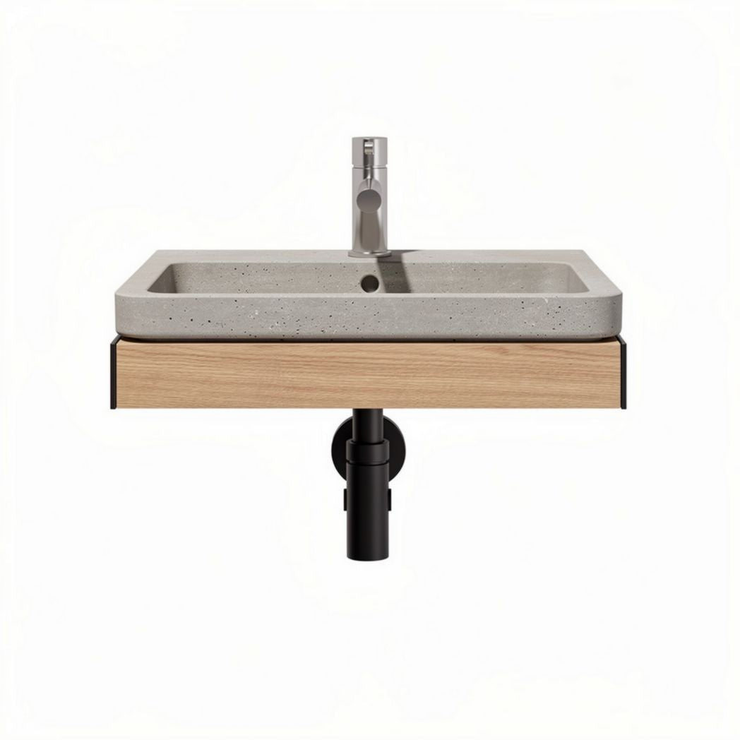 Wasbak van natuursteen met bronzen kraan 60 x 45 x 20cm