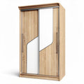 Kast met schuifdeuren van hout en wit glas afmetingen 100 x 50 x 200cm